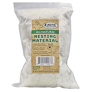 All-Natural Nesting Material (4 oz.) - 100% Cotton Eco-Friendly Animal Bedding - For Sugar Gliders, Squirrels, Hamsters, Rabbits, Chinchillas, Rats, Mice, Gerbils, Guinea Pigs and Other Small Pets
