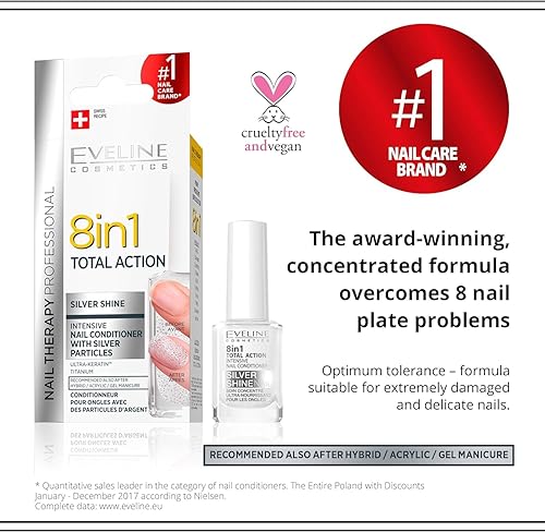 Miniatura 2 de Total Action - Acondicionador intensivo de terapia de uñas 8 en 1 con brillo plateado (0.4 fl oz)