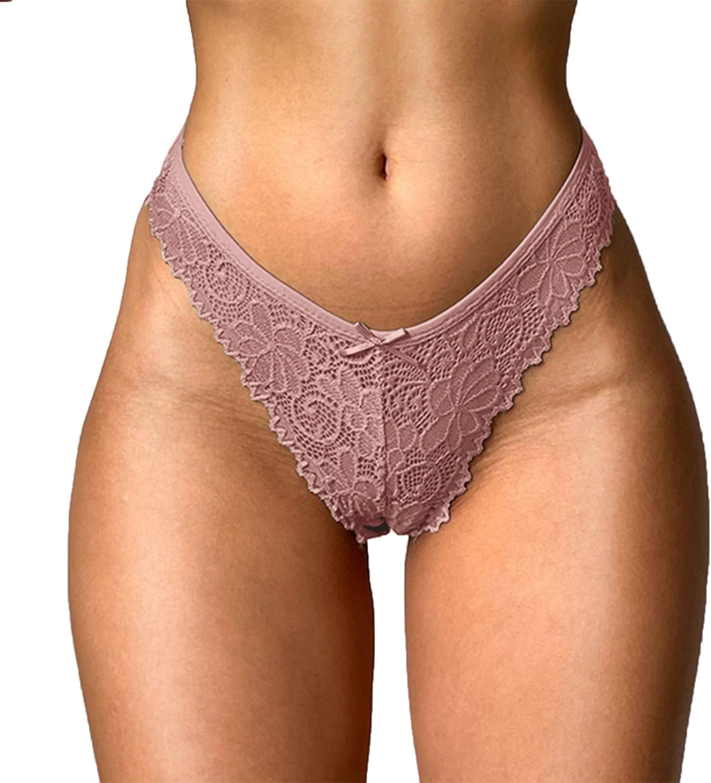 YOUNGCWomen Seamless Thongs Panties Cotton Breathable Stretch T-Back Color Briefs Underwear with Cute Bow Floral Underpants Gifts for Women Sexy Underwear for Women Naughty