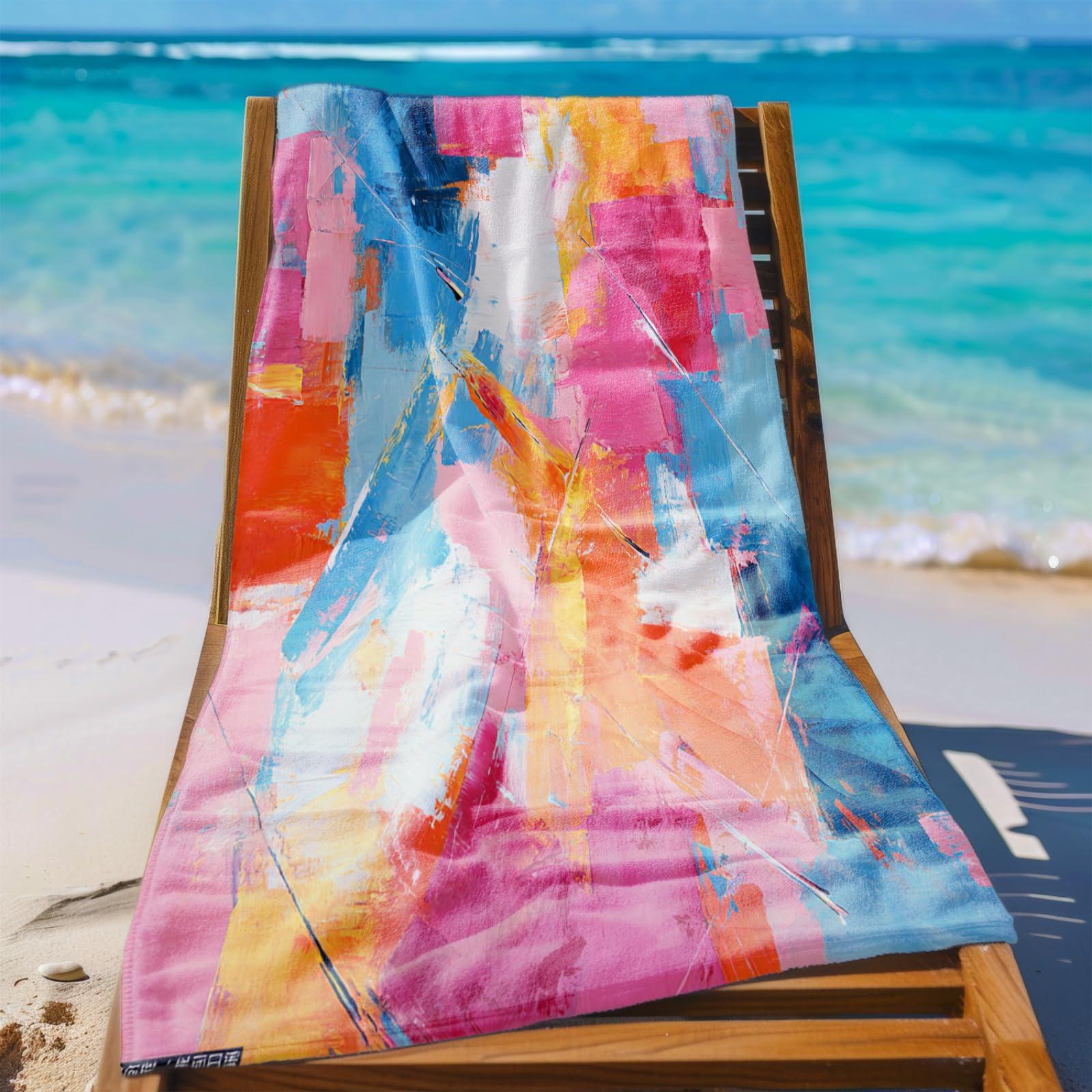 Beach Towel 80x160 Red Graffiti Microfibre Quick Dry Towel for girls,Pool Swimming Travel Towels,Sand-Resistant, Absorbent, Lightweight