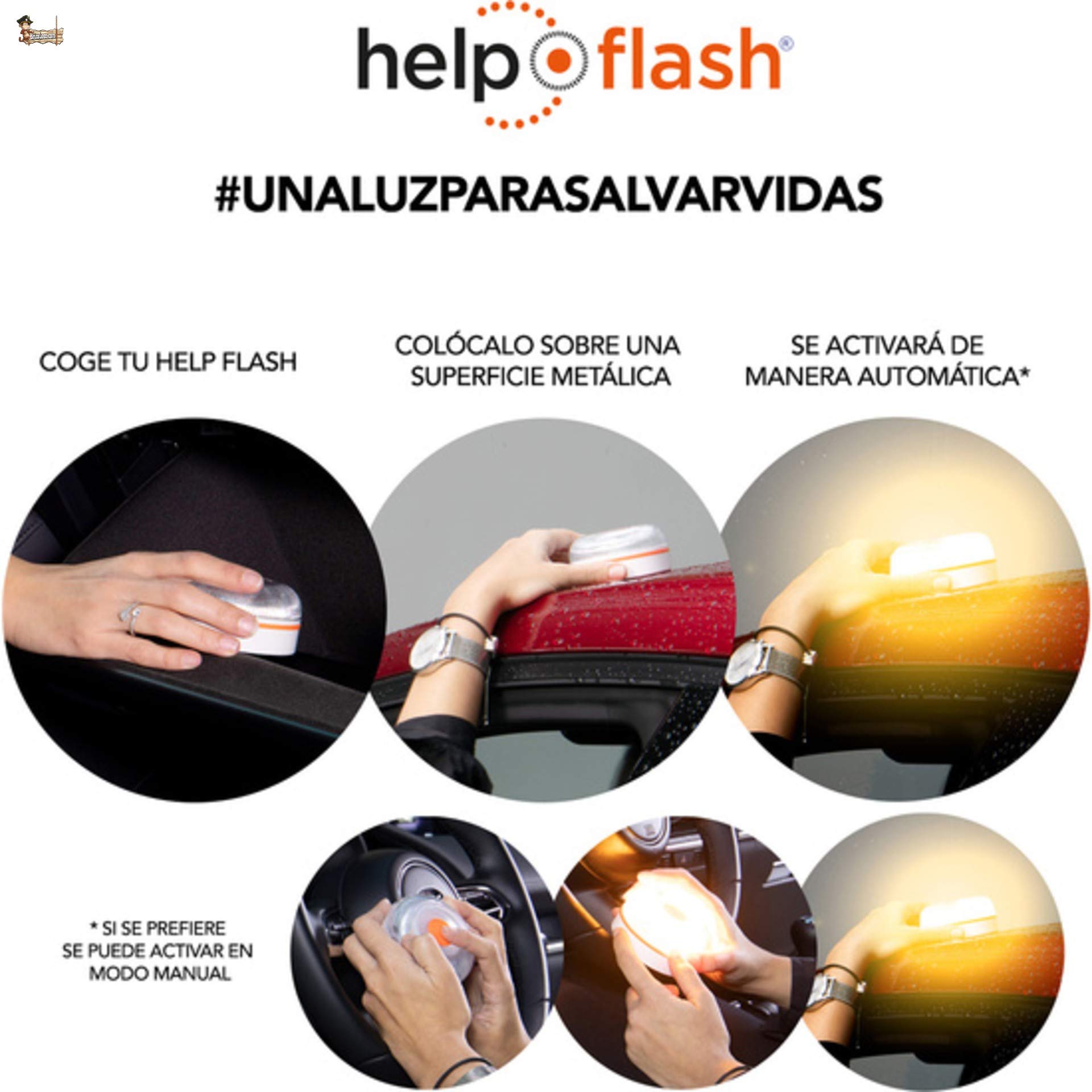 BricoLoco Luz V16 homologada DGT. Señal baliza Luminosa Emergencia, Coche, Moto. Autónoma. Baliza + Linterna. Encendido automático. Imantada. con Test de Pila. (2)