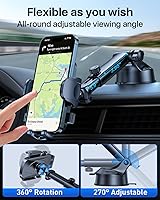 Vista 7 de HTU Soporte de teléfono celular para automóvil, [potente ventosa], soporte de teléfono de automóvil para salpicadero, parabrisas, ventilación de Gris