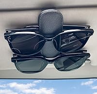 Vista 1 de Visonx Sunglass Holder for Car Visor Clip, Magnetic Leather Eyeglass Hanger Clip for Car, Square Car Visor Accessories (Black)