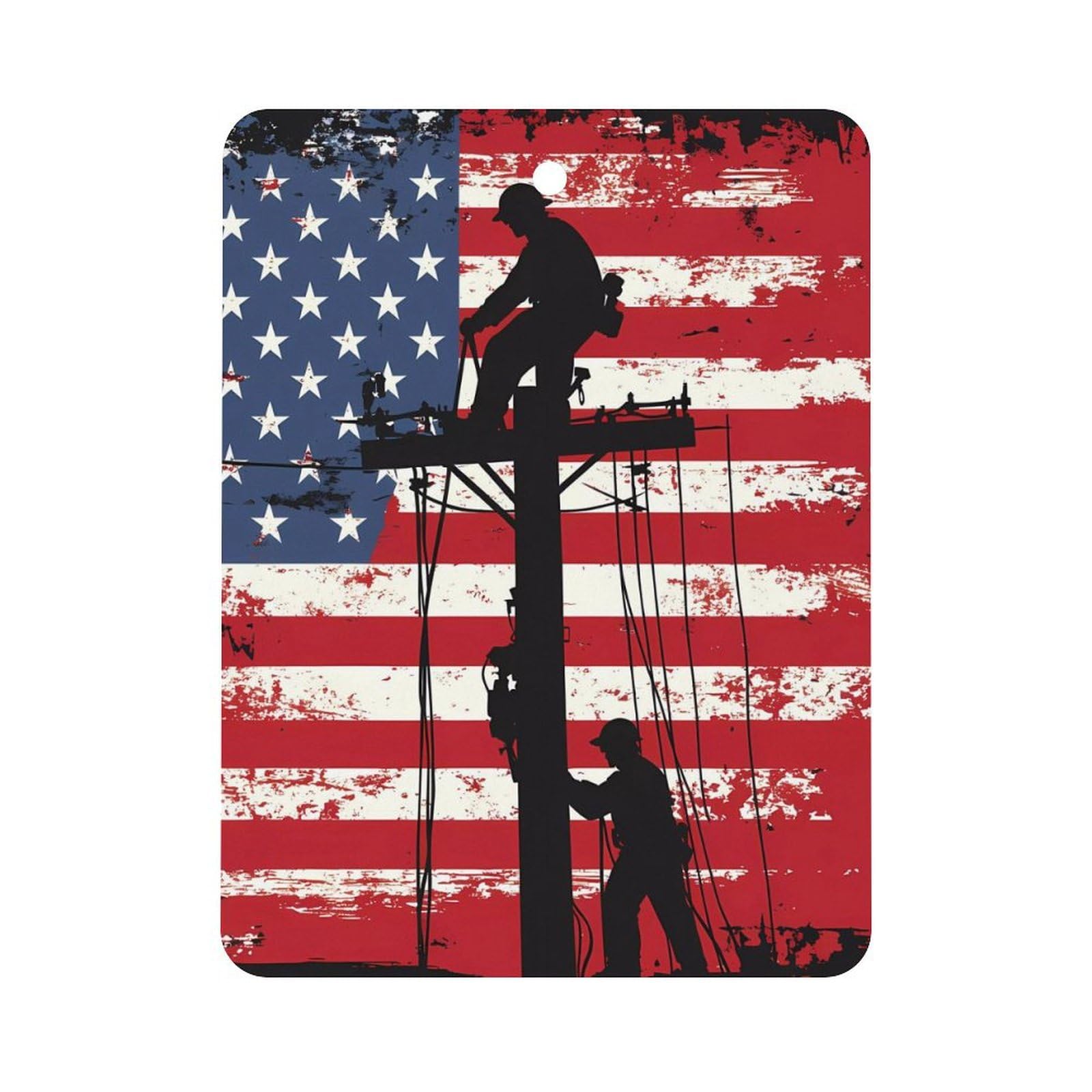 Lineman Am-erican Flag Electric Cable Lineman Car Air Freshener Hanging Aromatherapy Tablets for Car Accessories Square