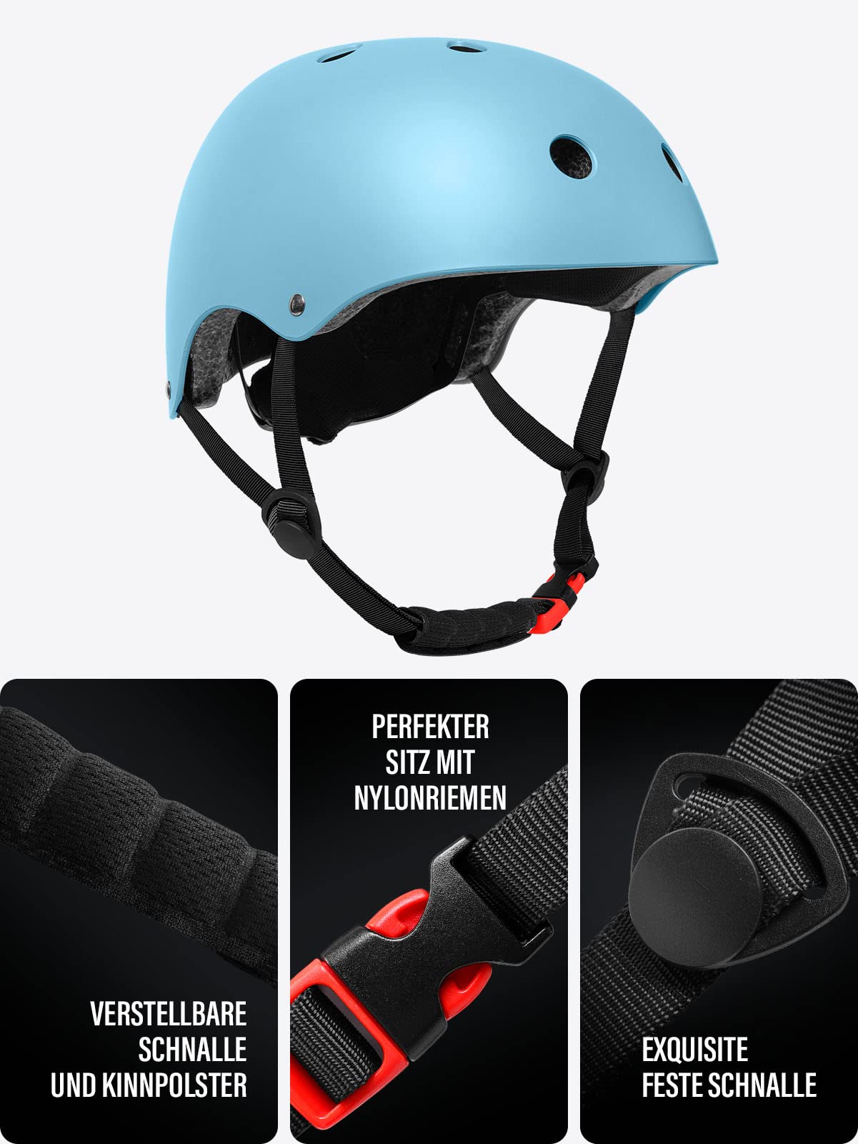 Skaterhelm,Fahrradhelm für Kinder,Jugendliche und Erwachsene,CPSC-zertifizierter Kinder-Fahrradhelm,Robuster Radhelm mit Verstellbarem Riemen für den Alltag,beim Skaten,BMX oder Longboarden
