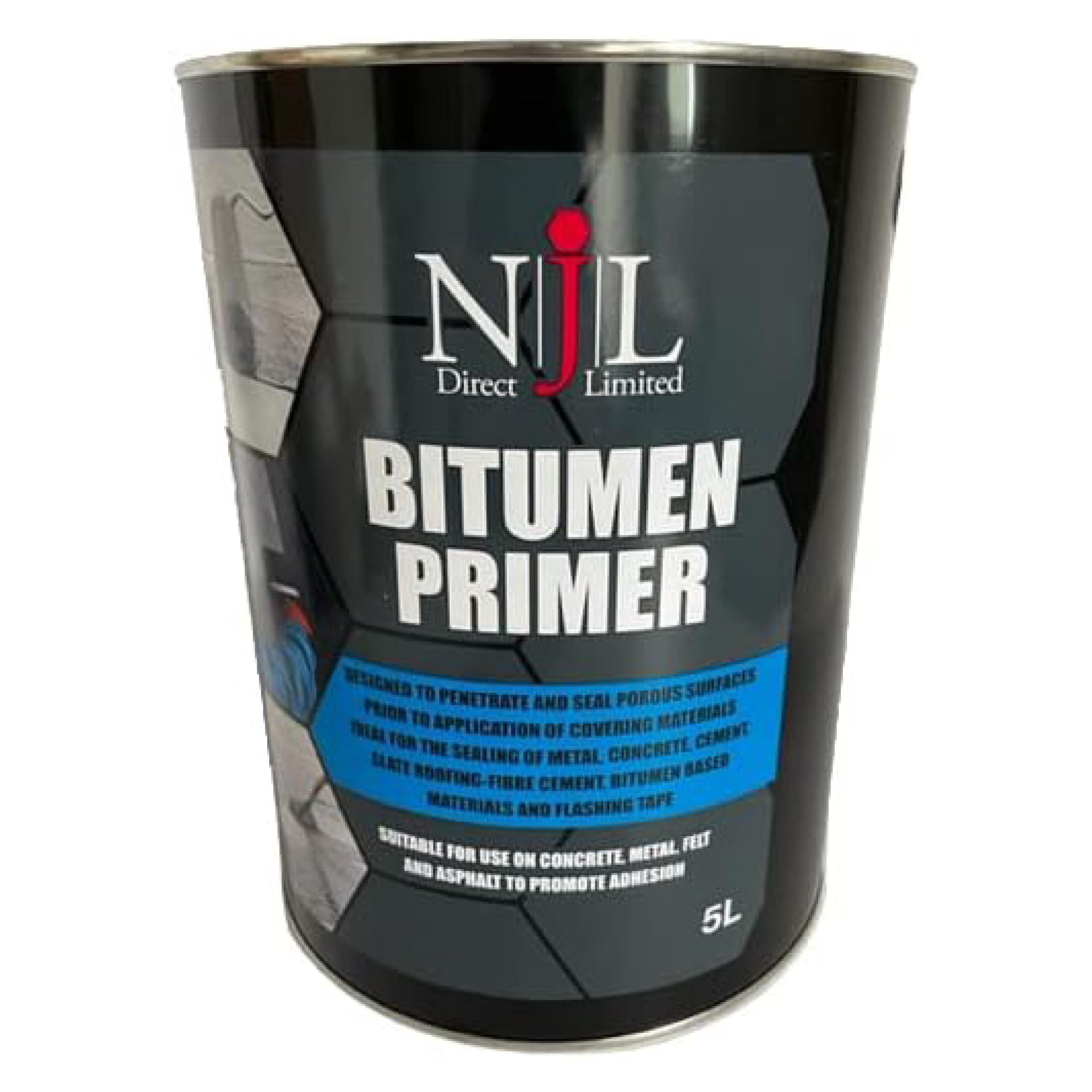 NJL Bitumen Primer Base Coat 5L | Concrete, Metal, Wood & Felt Primer | Fast-drying Formula for Sealing Roof Surfaces Before Bitumen Roof Coatings | Felt Roofing