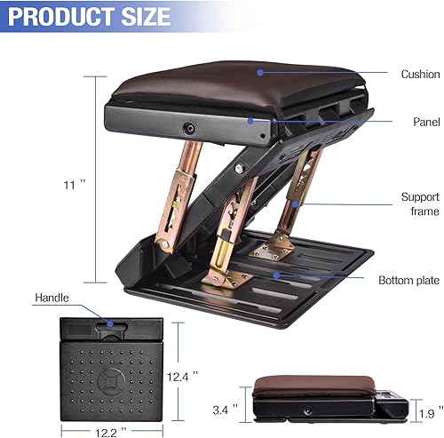 Miniatura 5 de Reposapiés para debajo del escritorio en el trabajo, altura ajustable de 4 niveles, reposapiés plegable ergonómico para oficina, juegos,