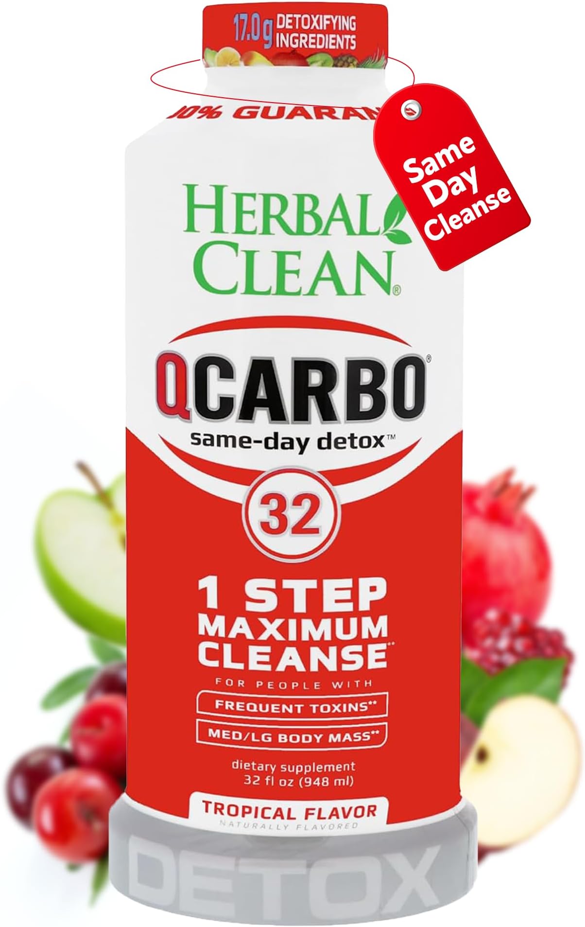 QCarbo Same-Day Detox 32oz- Tropical Fruit Flavor