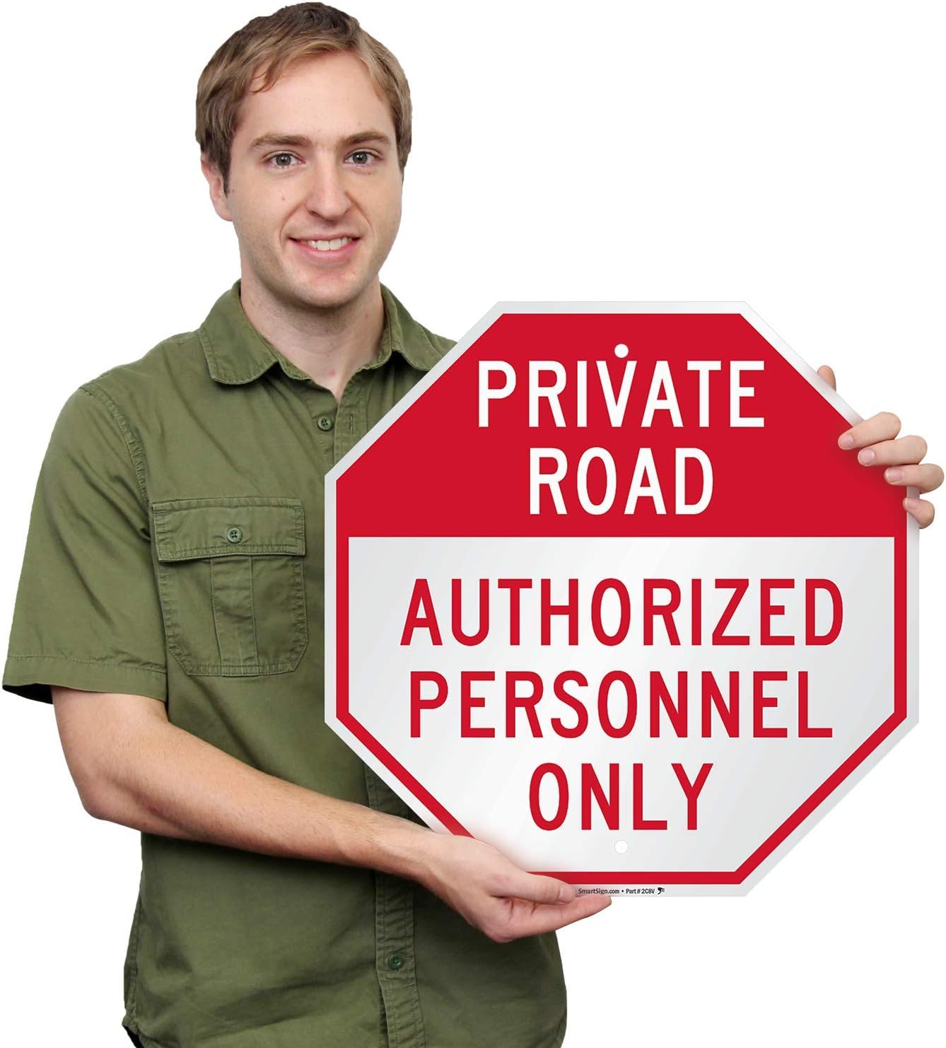 SmartSign "Private Road - Authorized Personnel Only" Sign | 18" x 18" Aluminum