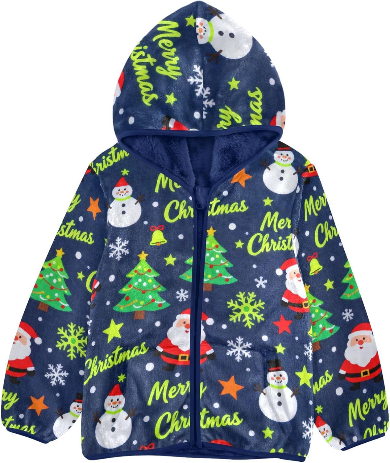 Merry Christmas Pine Tree Navy Blue Toddler Fleece Zip Up Lightweight Zip Up Navy Blue Baby Boys Clothes
