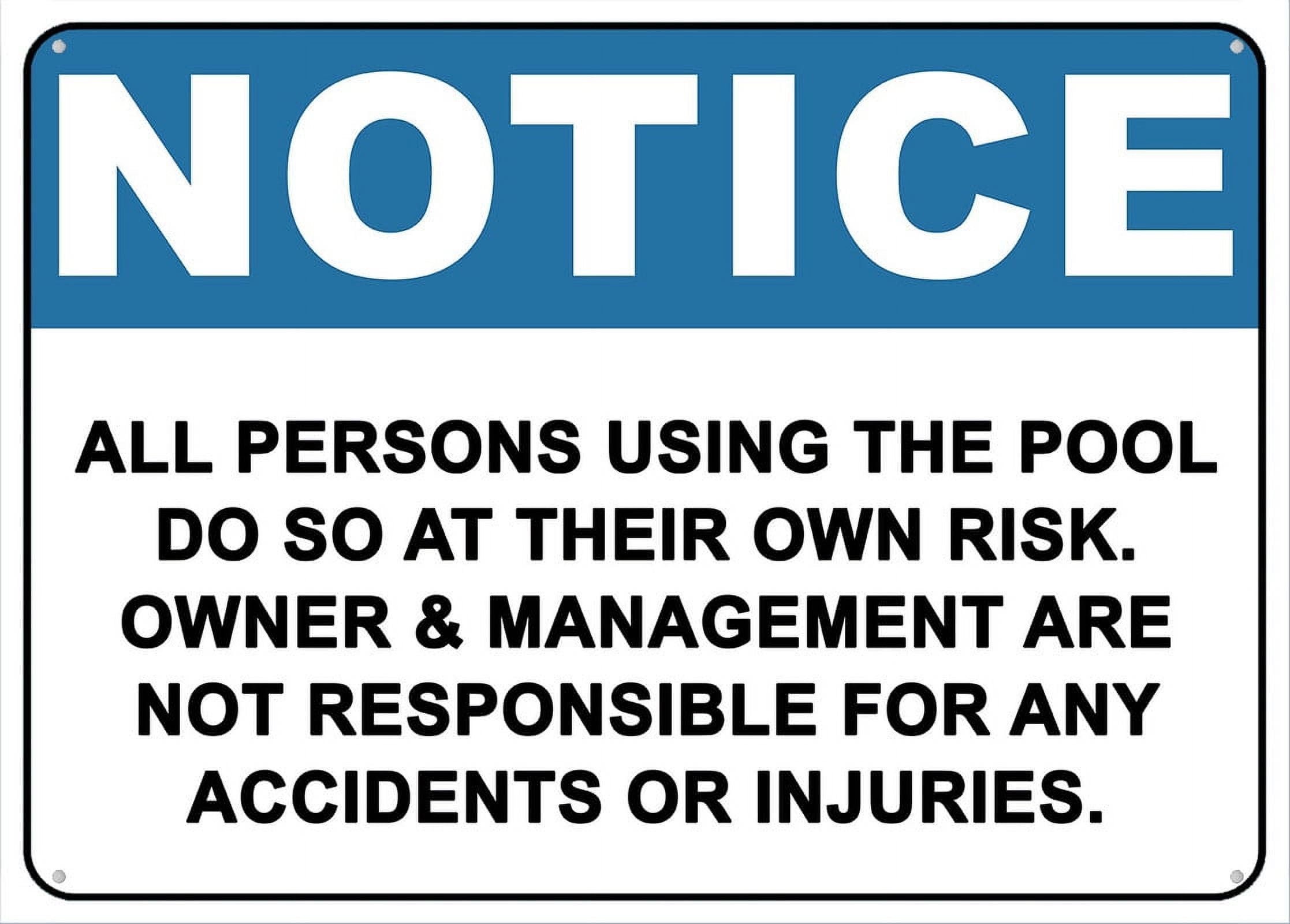 Peiyeety A02 All Persons Using The Pool Do So At Their Own Risk Sign Metal Signs 12X8 Inch Rust Free Aluminum,Uv Ink Printing,Durable/Weatherproof Outdoor For Home