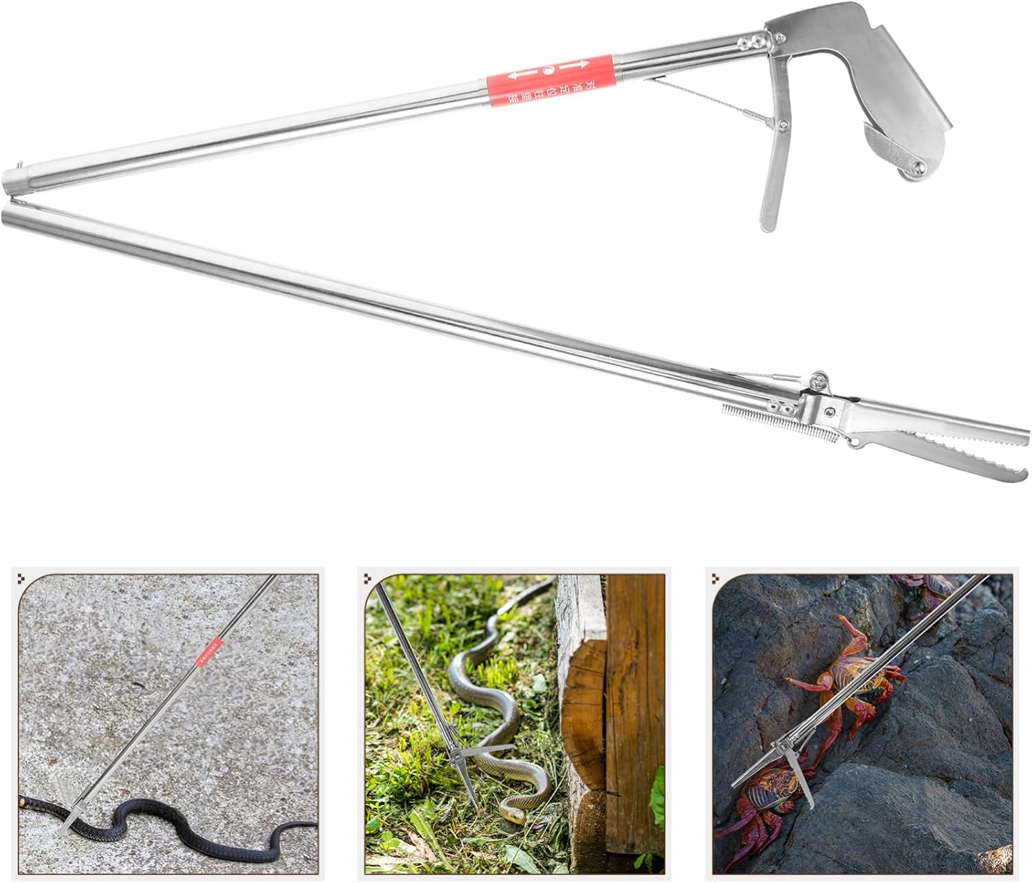 Stainless Steel Snake Grabber Tool Non-Slip Folding Snake Catcher Clip for Safe Handling Gardens and Zoos Reptile Grabber Improved Friction Reduction