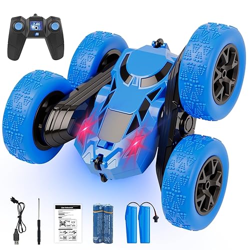 Remote Control Car, RC Cars Toys for Kids Ages 6-12, 2.4GHz RC Stunt Truck with 360° Double-Sided Flips, 4WD Off-Road Racing, Christmas Birthday Gifts for 3 4 5 6 7 5-7 6-8 8-10 Year Old Boys Girls