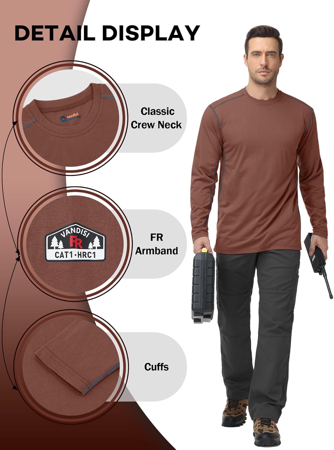 FR Shirts for Men 4oz Lightweight Fire Resistant Shirts for Men Long Sleeve Welding Shirt CAT1 - Image 4