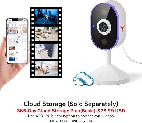 Miniatura 6 de Cámara de seguridad para el hogar de vigilancia Wi-Fi para interiores con conversación de 2 vías, video HD, visión nocturna, detección de