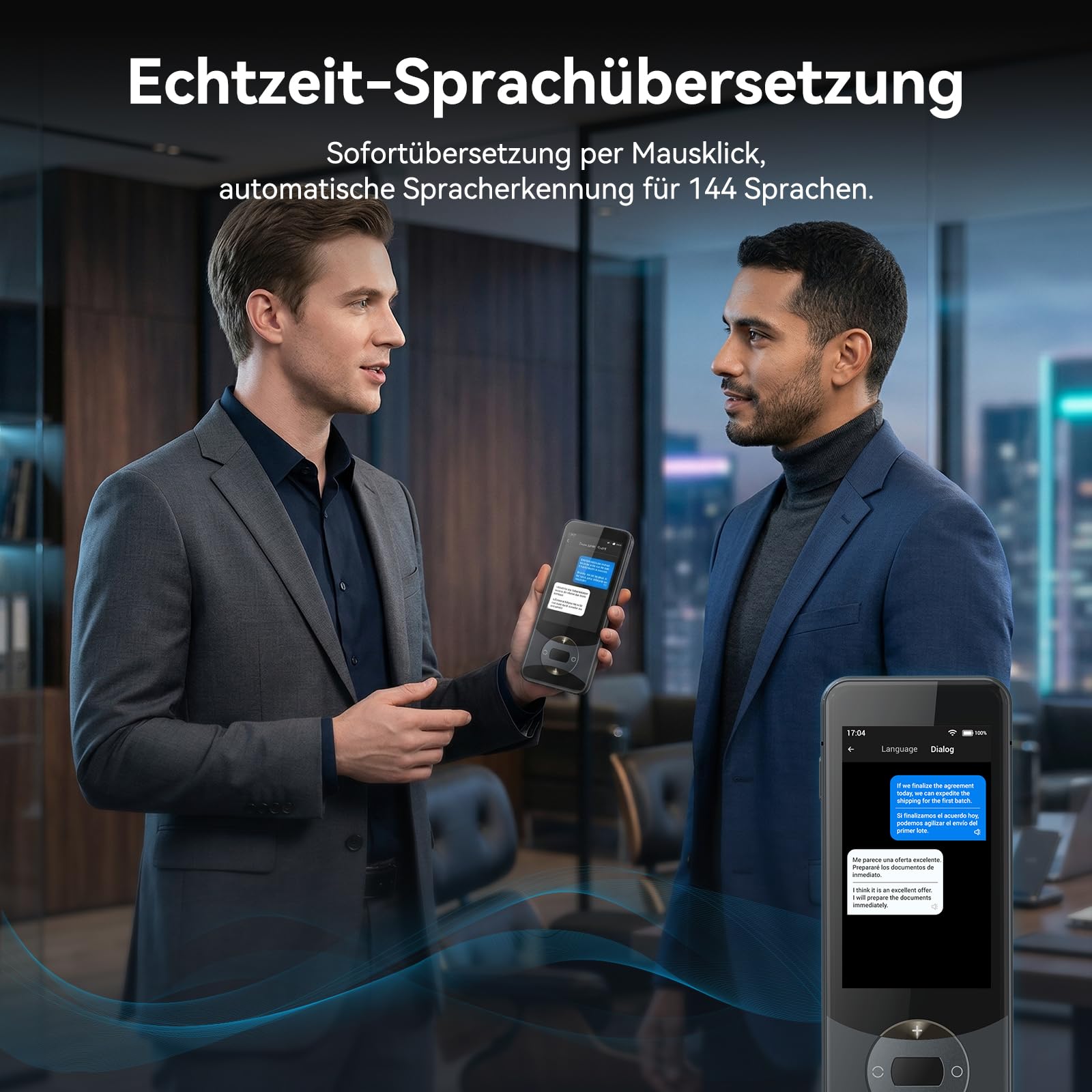 Wooask W10 Sprachübersetzer Echtzeit 140+ Sprachen Wifi Offline Foto Unterstützung Schwarz