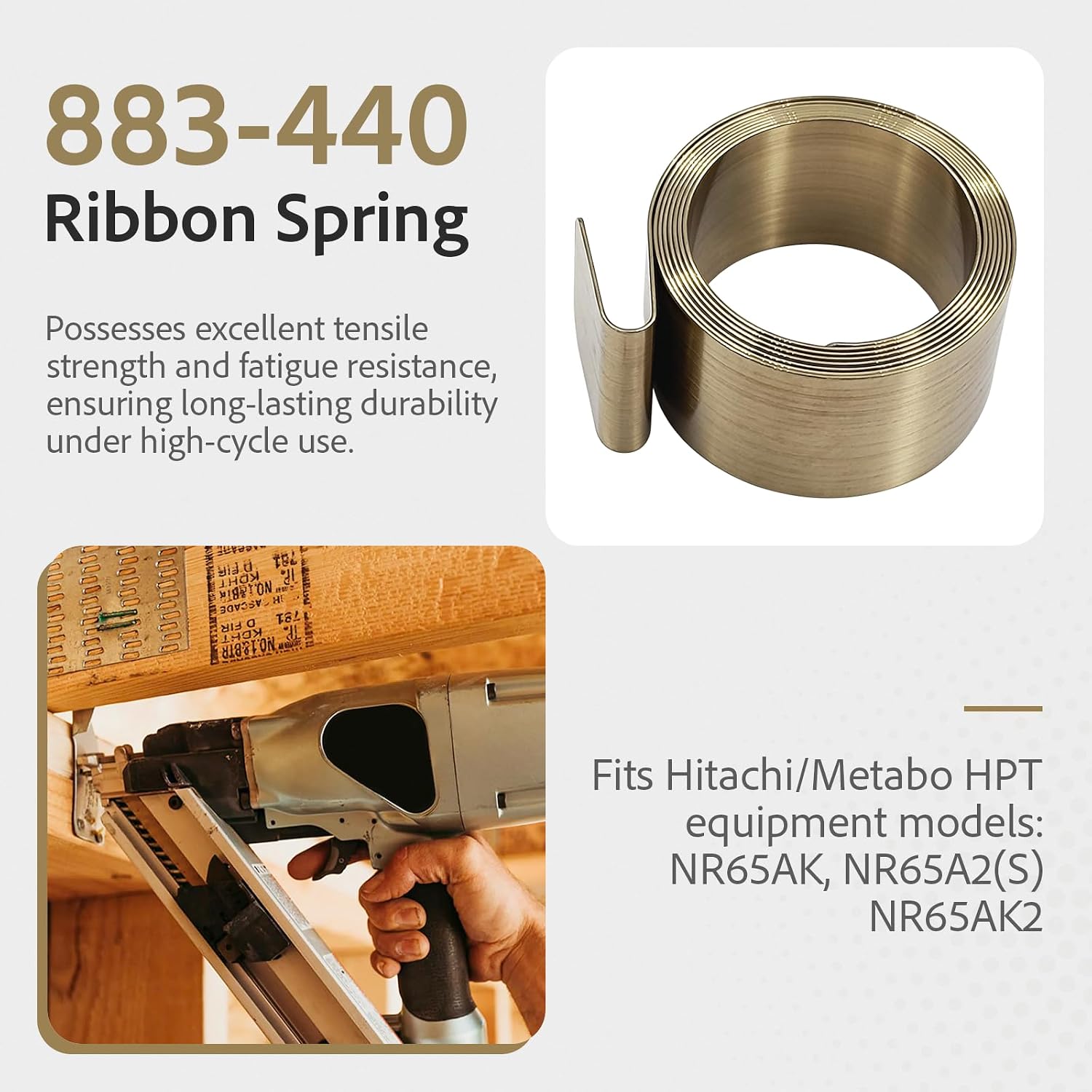 2 Parts SP 883-440 Ribbon Spring Fits Hitachi NR65AK2 NR65AK Nailers Gun | Replace Nailers Part Numbers 883-440 883440(2 Pack) Compatible with Metabo HPT branded tools parts