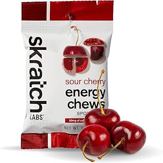 Sport Energy Chews, Sour Cherry with Caffeine (10 Pack) - Developed for Athletes and Sports Performance, Gluten Free, Dairy Free, Vegan