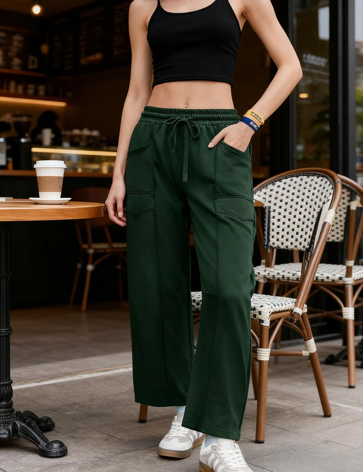 Womens Barrel Pants Drawstring Waist Wide Leg Sweatpants Baggy Track Pant Lounge Pants Trousers - Image 4