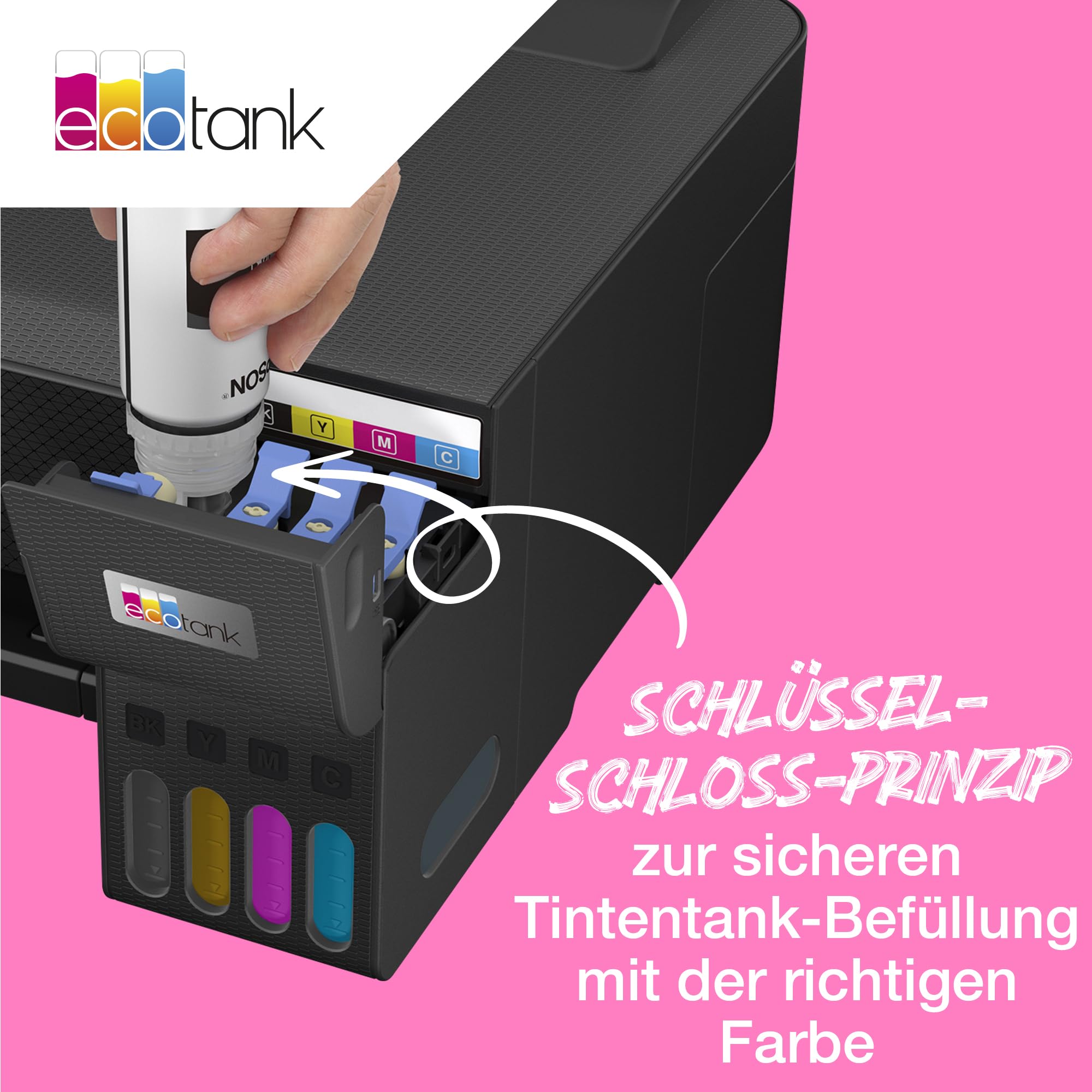 Epson EcoTank 104 Original Tintenflaschen 4x Farb-Multipack Schwarz Cyan Magenta Gelb