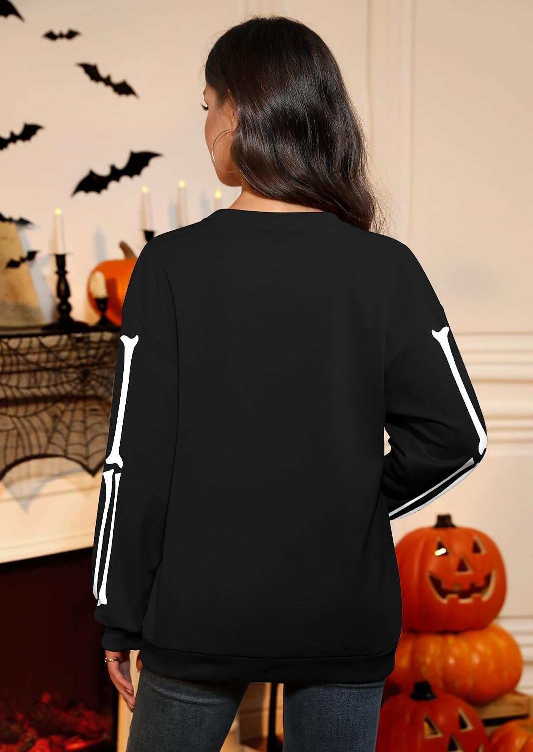 For G and PL Women's Halloween Maternity Skeleton Baby Print Stretchy Long Sleeve Pregnant Costume Black XL