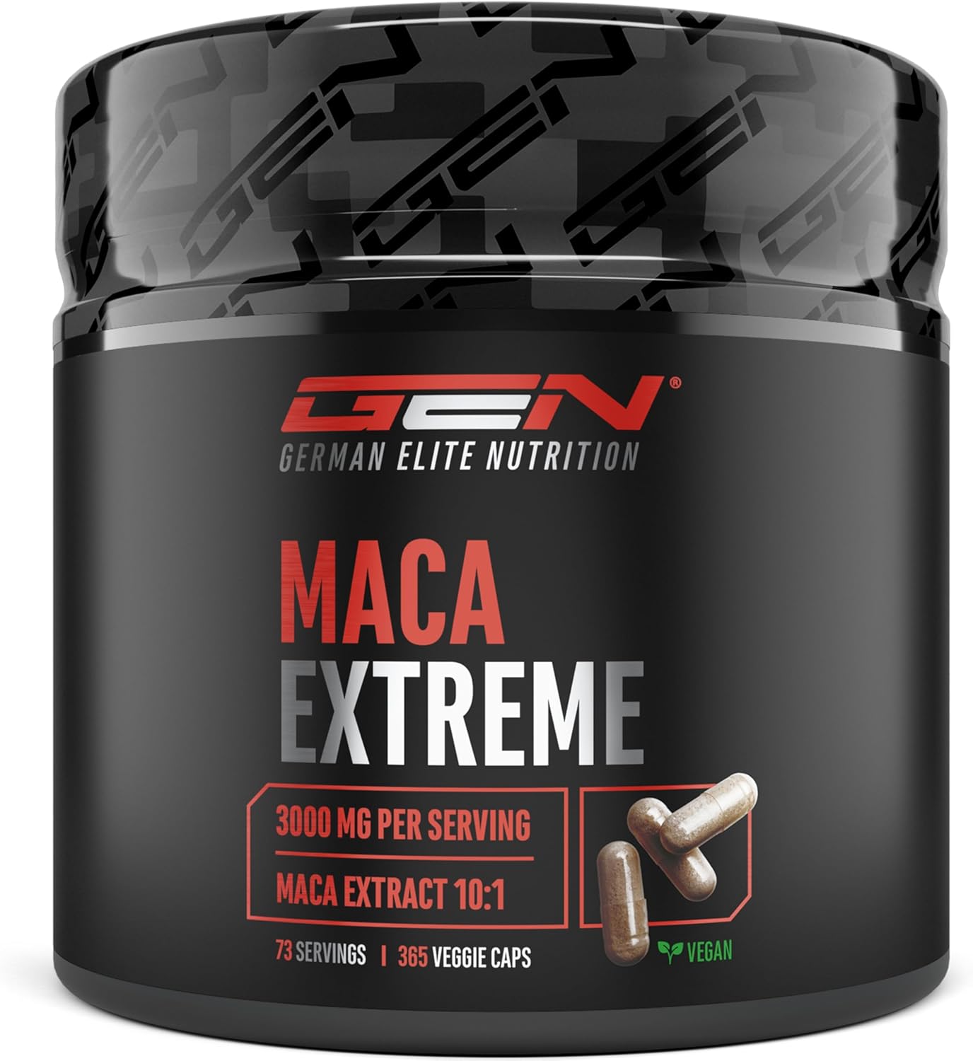 Extreme Maca Capsules – 365 capsules – High dose with 30.000mg per daily serving – Special Extract 10:1 – Vegan – German Elite Nutrition
