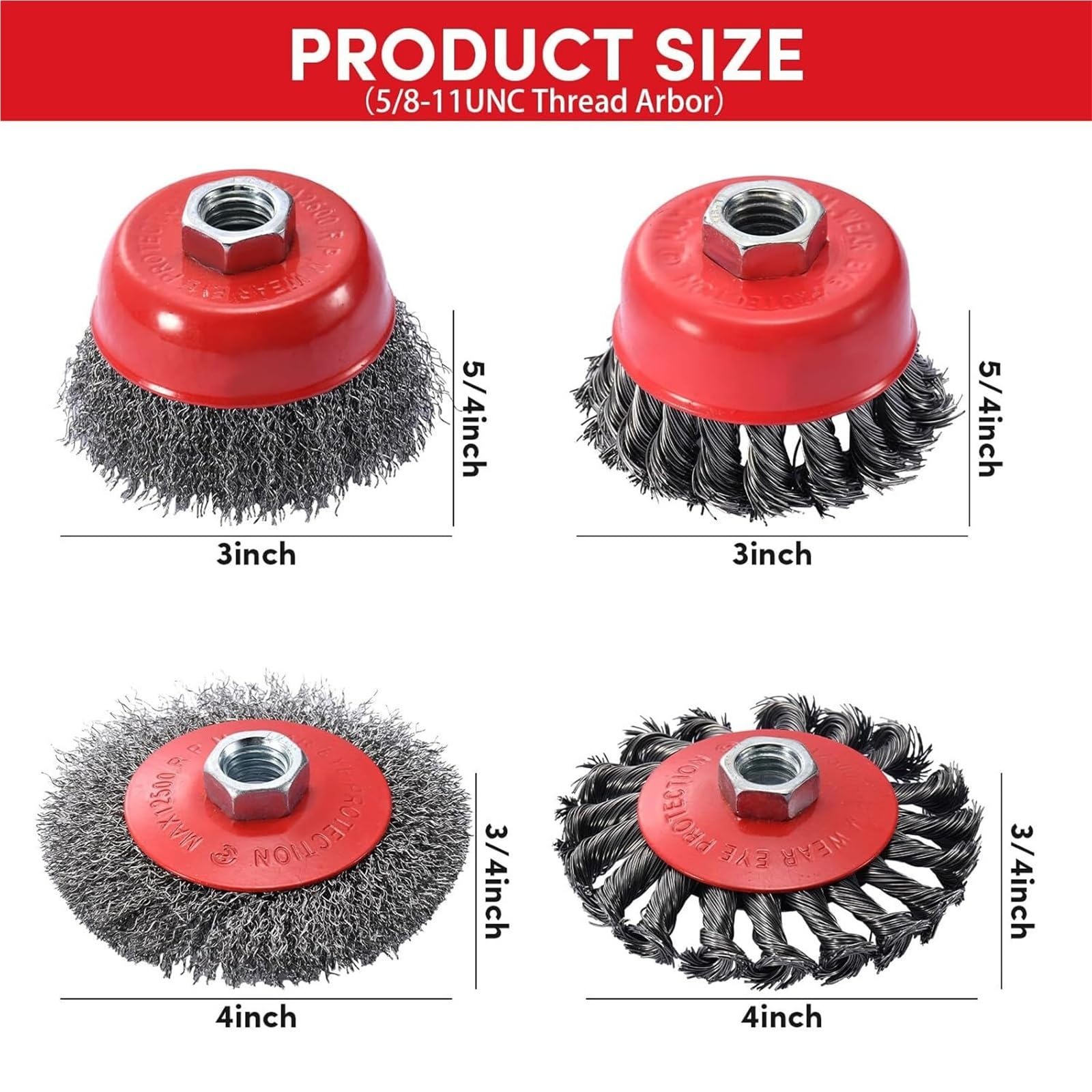 Spazzola circolare filo metallico intrecciato con filettatura M14 da 3/4". | Accessori for smerigliatrice angolare for sverniciatura, rimozione ruggine e sbavatura metalli(B)