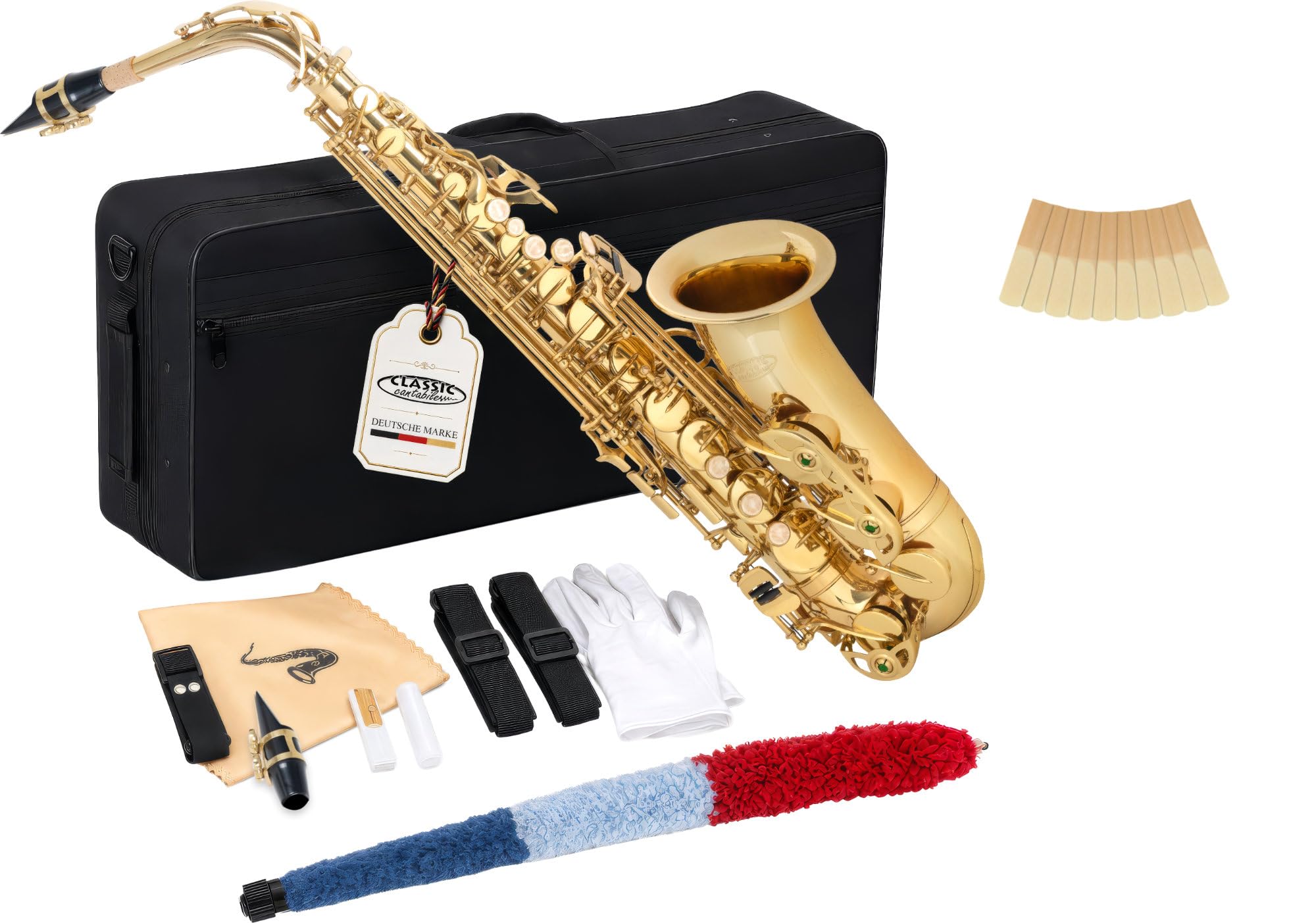Classic Cantabile Winds AS-450 Es Saxophone Alto - Accord Eb - Clé de Fa# aigu - Pack Économique incluant 10 Anches de Saxophone