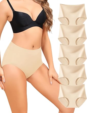 High Waisted Seamless Underwear For Women Tummy Control Briefs 5 Pack