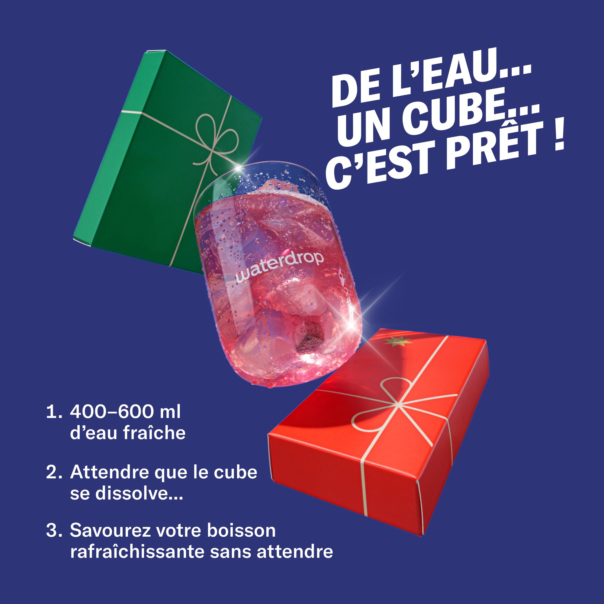 waterdrop® Calendrier de l'Avent 2025 - Édition Limitée - 25 Jours de Pastilles de Boissons Sans Sucre, Cadeau de Noël pour Femme et Homme, Coffret Surprise Quotidienne aux Multiples Saveurs