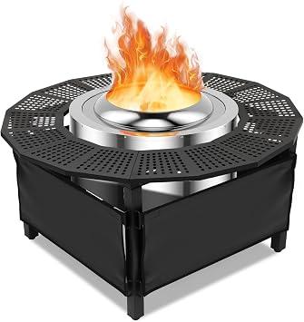 48 Inch Fire Pit Bonfire Surround for Solo St ove Yukon, Circular Safety Protection, Equipped with a Safety Support Frame to Prevent Direct Contact with the Ground