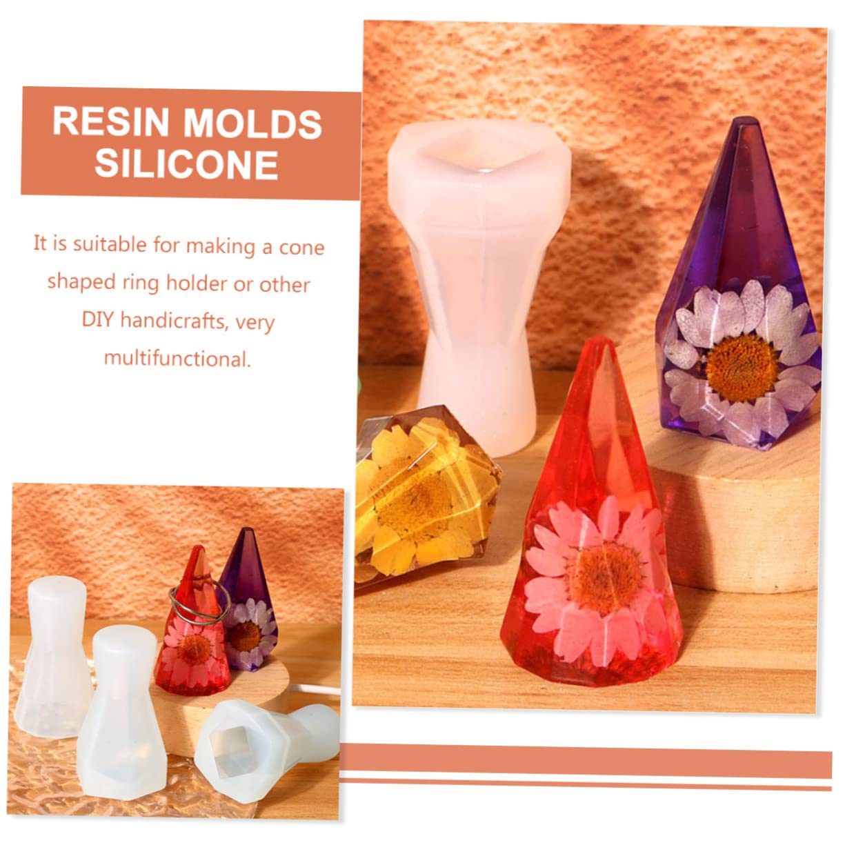 Uonlytech 3 set Stampo In Argilla Per La Creazione Stampo In Silicone Per Portachiavi Stampi In Silicone Per Resina Epossidica Accessorio Per Gioielli Stampo Per 4 pezzi*3