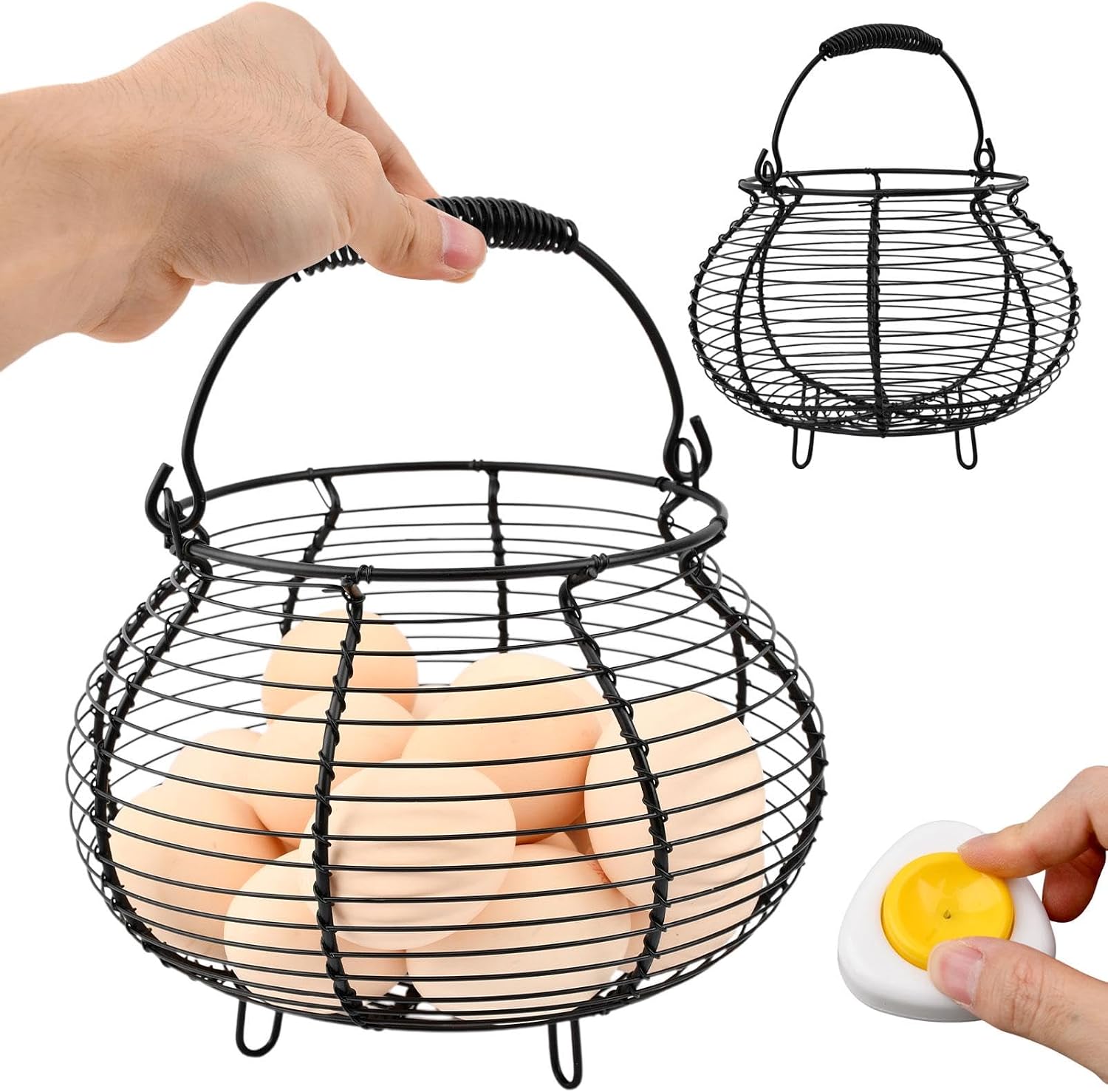Wire Egg Basket for Gathering Fresh Eggs Holder,Holds About 20 Large Eggs