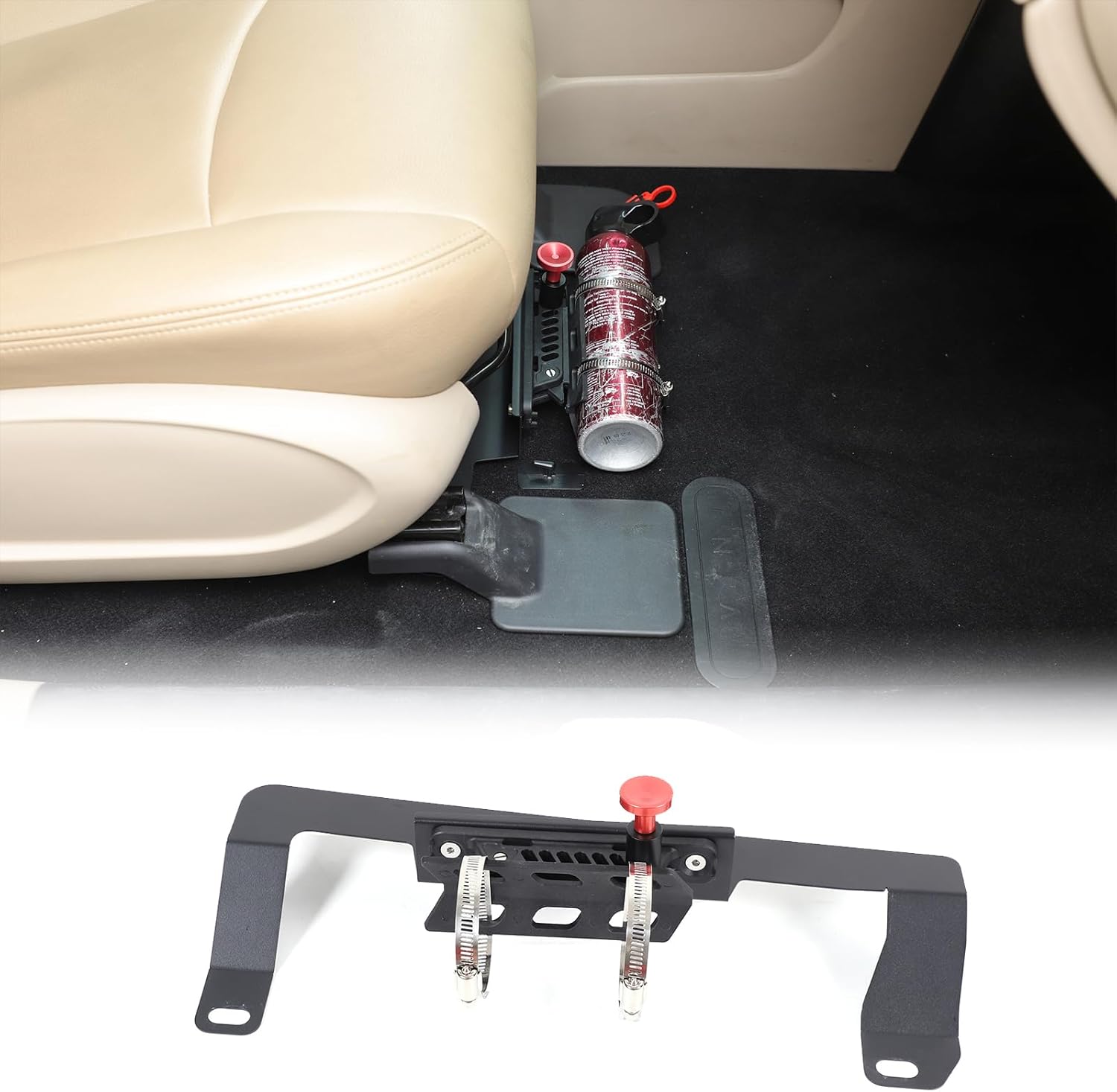 Front Co-pilot Seat Fire Extinguisher Spacer Lift Kit Compatible with Nissan Pathfinder 2013 2014 2015 2016 2017 2018,Fire Extinguisher Bracket Under the Co-pilot Seat Carbon Steel
