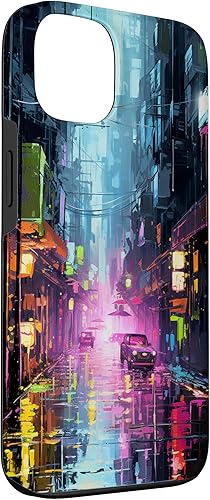 Vista 3 de Funda futurista para iPhone 13 Rainy Cyberpunk Alley Lights