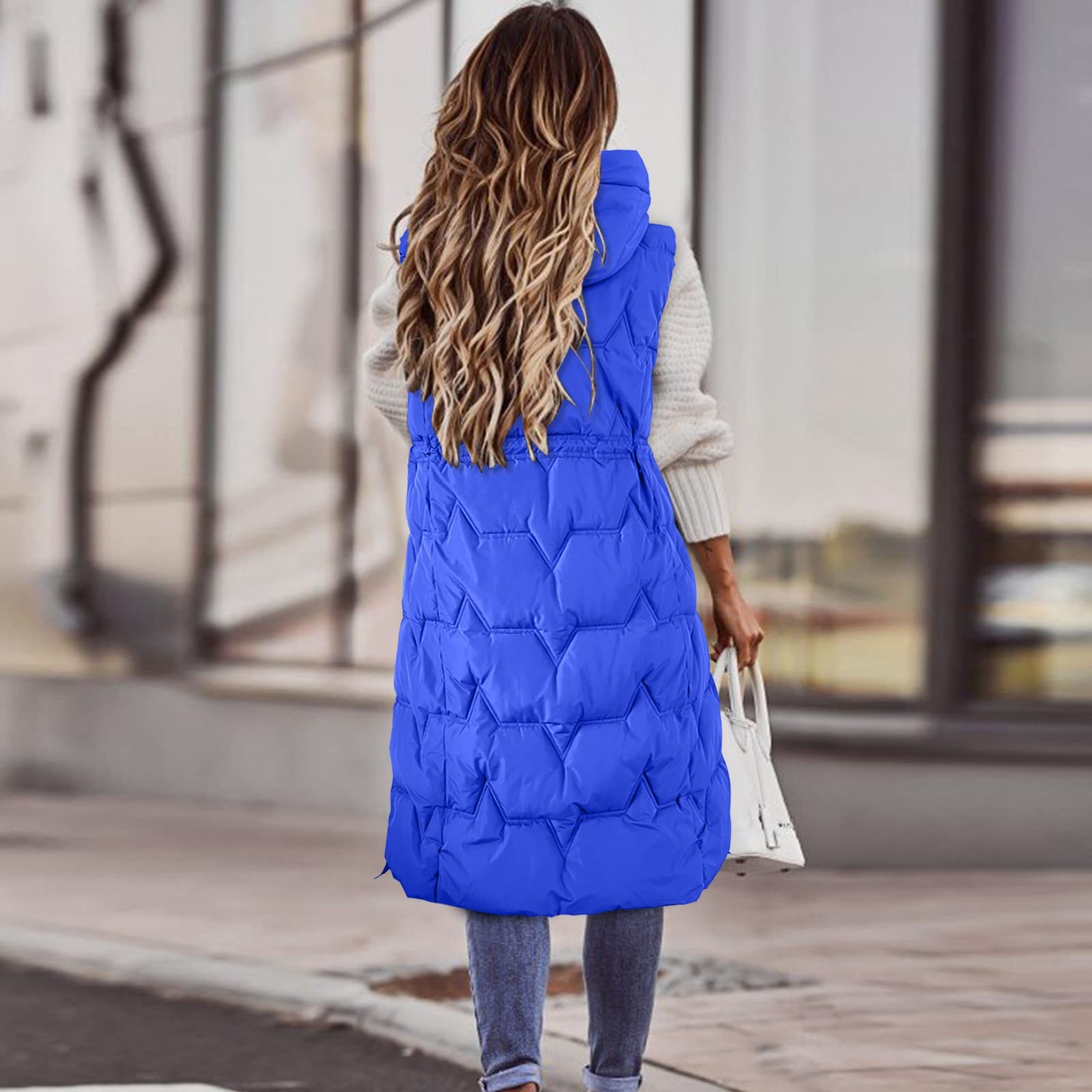 Genérico Chaleco con capucha Mujer,Abrigo sin manga Otoño Invierno chaqueta de entretiempo gran tamaño Acolchado Mangas plumón versátil al Aire Libre