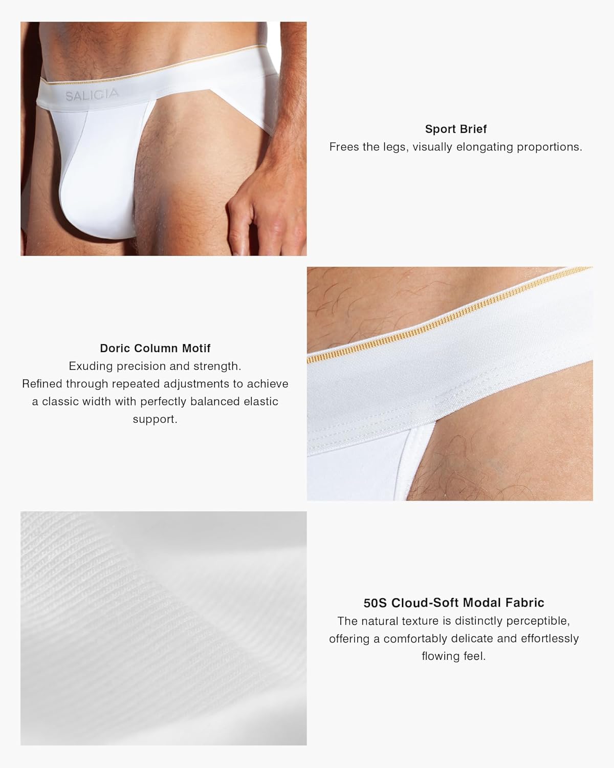 SALIGIA Men’s Bikini Briefs Underwear Sexy, Tag-Free & 50s Modal High-Cut Brief with No-Fly Pouch 3-Pack