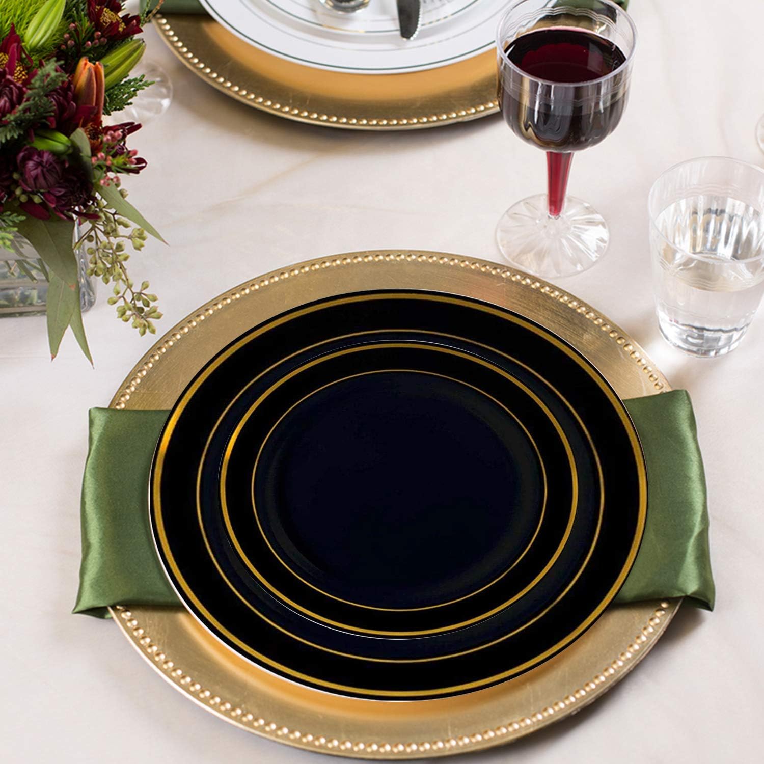 Smarty Had A Party Combo Plate Set (Black with Gold, Combo Plate Set (120 Guests))