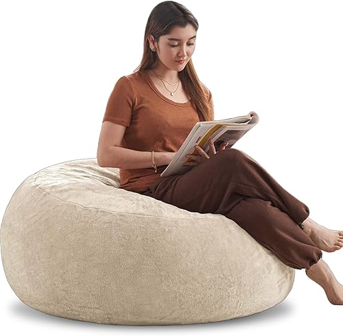 Miniatura 8 de Puf grande para adultos, puf con relleno, silla de espuma viscoelástica, funda de franela extraíble y lavable, puf gigante, adecuado para sala de