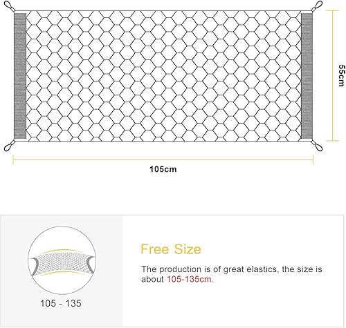 Miniatura 5 de Red de carga para SUV, bolsa de almacenamiento trasera universal para automóvil, pequeña malla elástica, organizador de red de bolsillo con 4