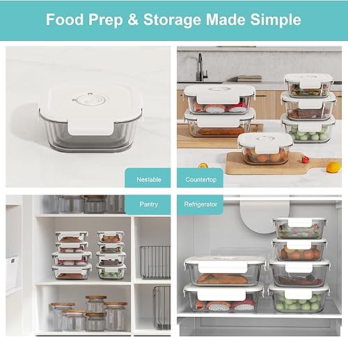 Miniatura 8 de Recipientes de vidrio sellado al vacío para almacenamiento de alimentos con bolsas Sous Vide, contenedor de preparación de comidas con tapas