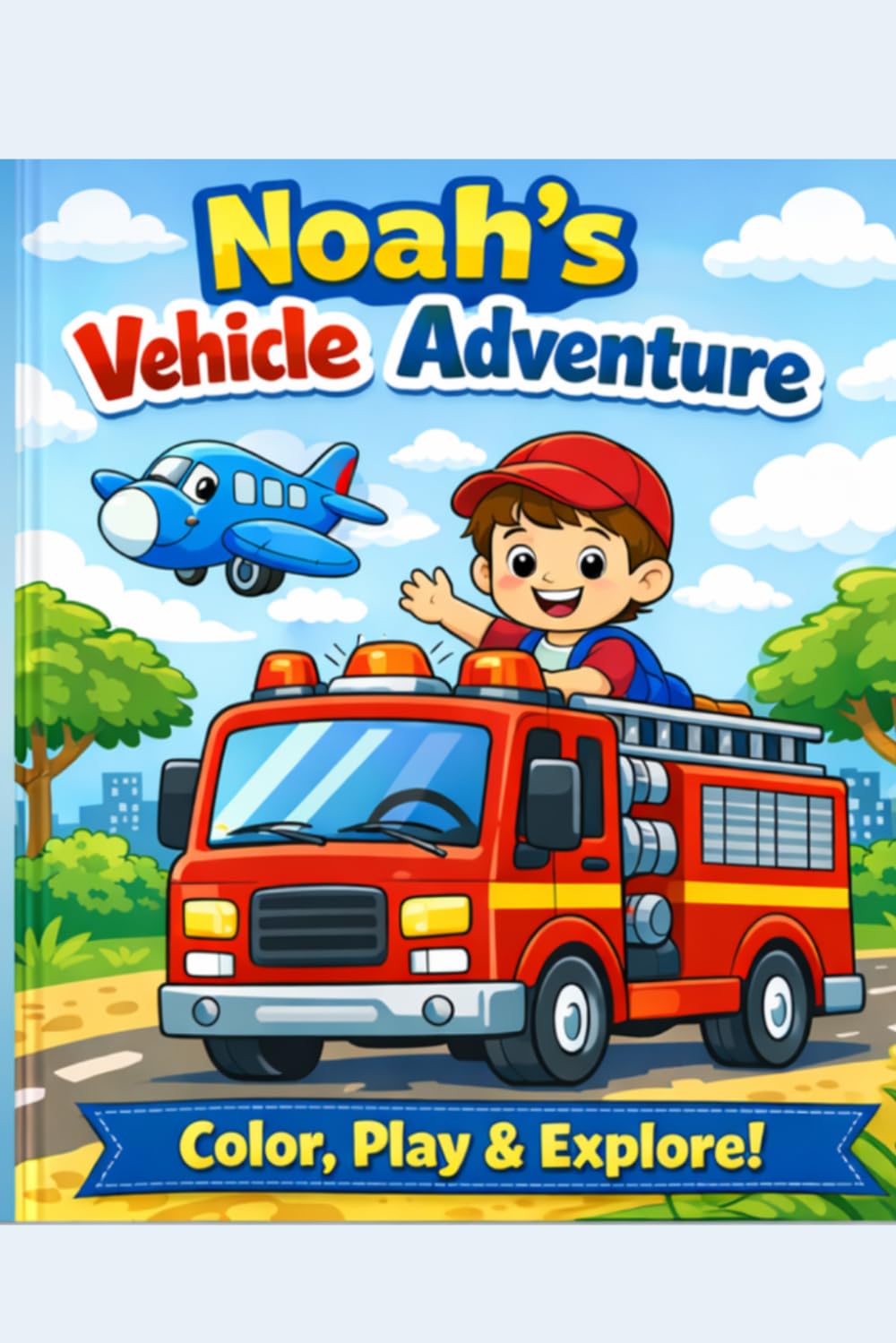 Noah’s Vehicle Adventure: A Fun Coloring Book with Cars, Trucks, Planes & Rescue Vehicles for Kids Ages 3–8