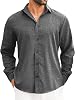 LETSEE Men's Linen Shirts Long Sleeve Untucked Casual Button Down Shirt for Men Business Dress Clothes Fashion Beach Tops