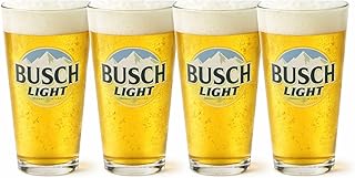 LORD'S ROCKS Busch Light Beer Glasses 16oz Pint Glass - Set of 4 Authentically Licensed Compatible