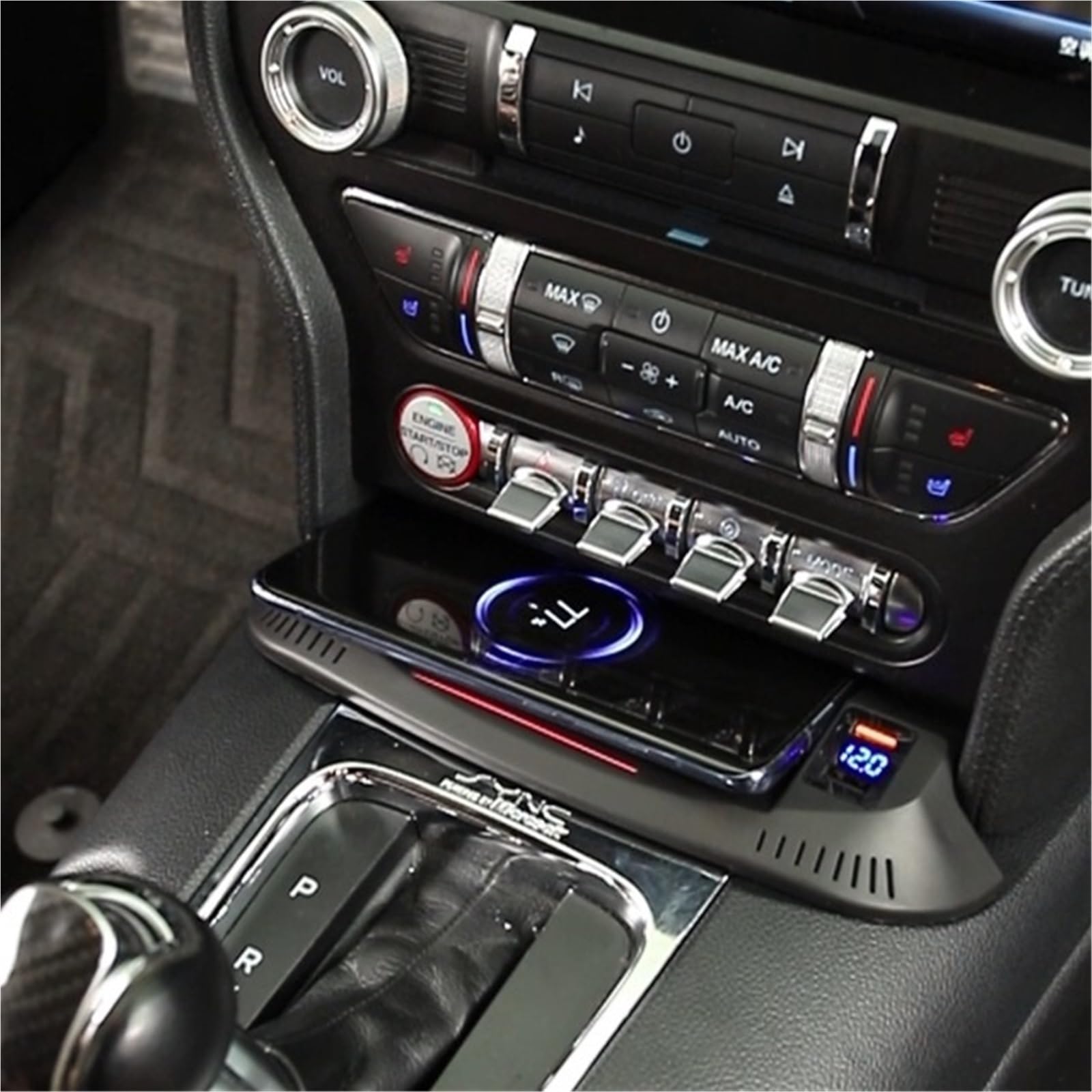 Wivplex Supporto for caricabatterie wireless rapido for auto da 15 W, pannello di ricarica QI for, tappetino for telefono, Ford, for Mustang, 2015-2020 Caricabatterie wireless per auto