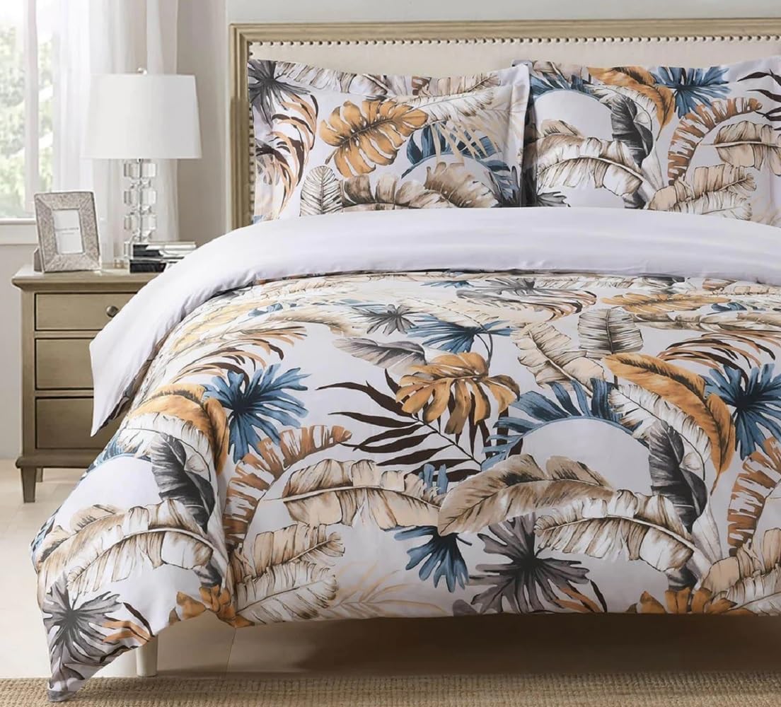 Royal Tradition 2pc 100% Cotton Duvet Cover Set (Twin/Twin XL) Oasis Comforter Cover with Pillow Sham