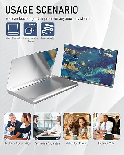 Miniatura 6 de Weaninyiu - Organizador delgado de metal para tarjetas de visita, billetera de bolsillo cuadrada profesional de acero inoxidable para trabajadores