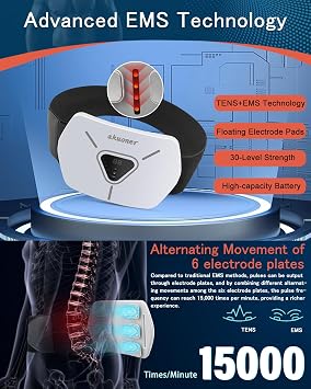 EMS Muscle Stimulator, 3D All-in-one Abs Trainer Muscle Stimulator, 8 Modes & 30 Levels, Portable Stomach Toning Belt for Men & Women, Home Office