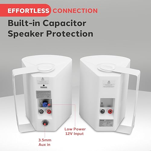 Miniatura 6 de Pyle Sistema de altavoces impermeables de montaje en pared de 6.5 pulgadas para sistema de sonido envolvente Bluetooth inalámbrico en interiores