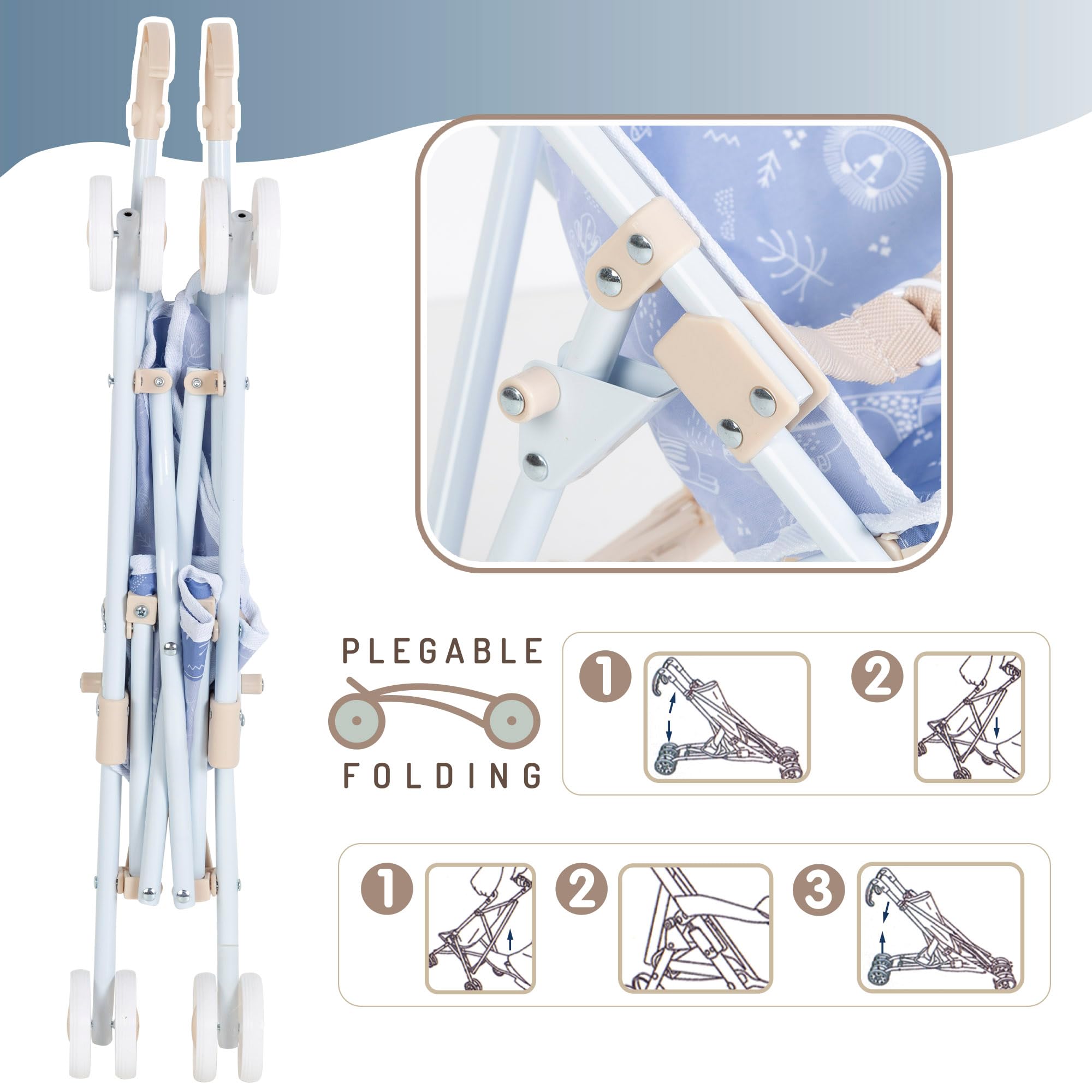 COLORBABY 44923 CBToys Silla Plegable Estilo bebé, Azul, 25x40,5x55,5 cm